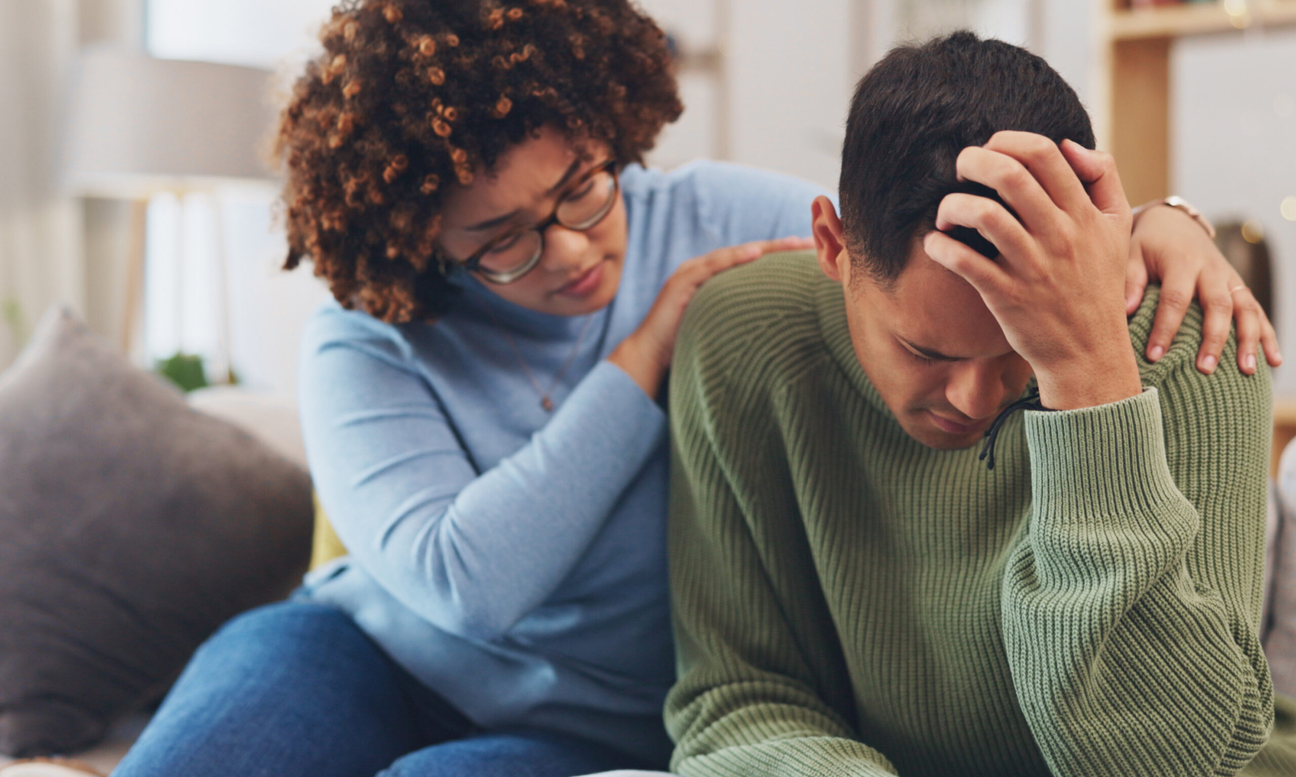 man showing signs of emotional trauma