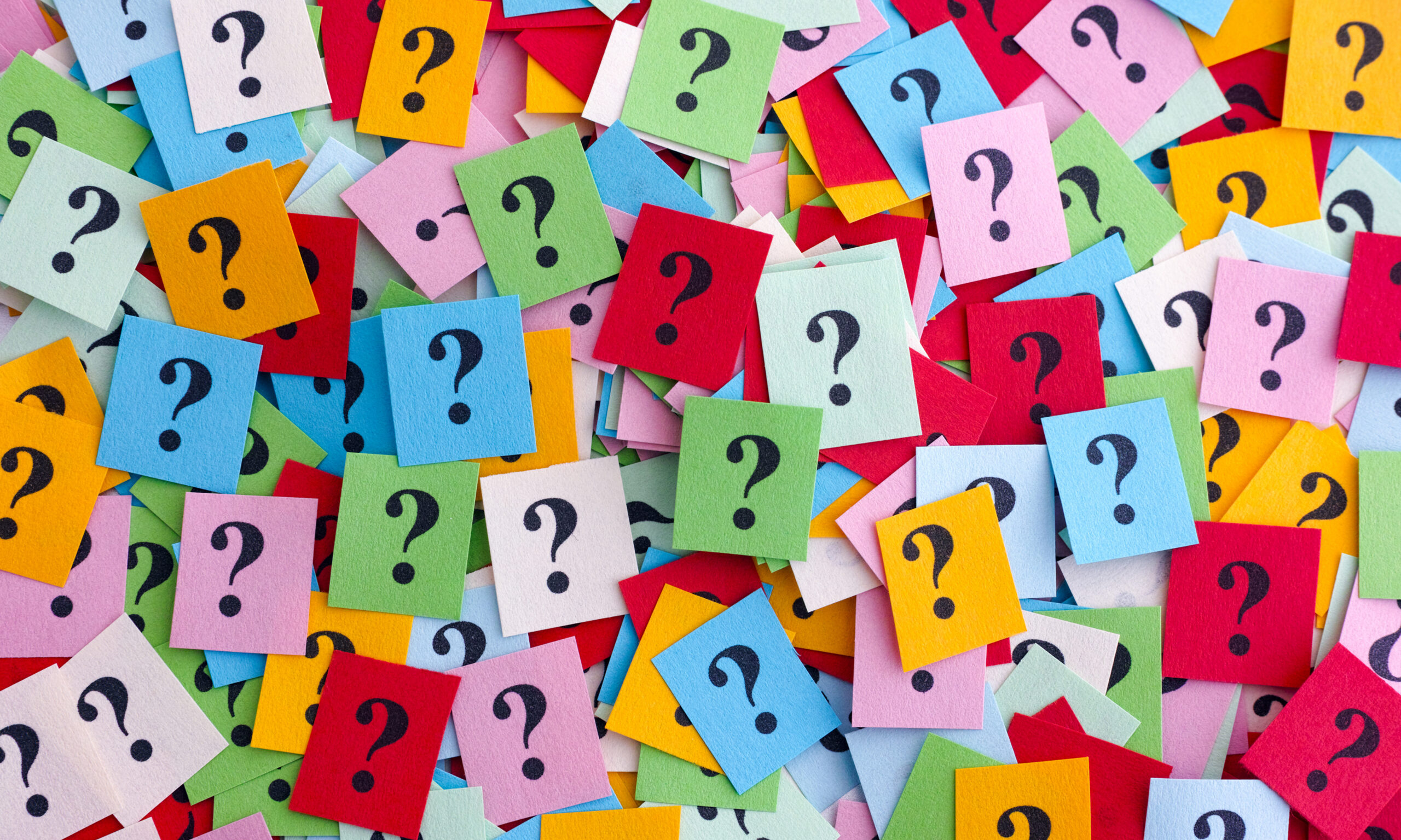 a board of question marks