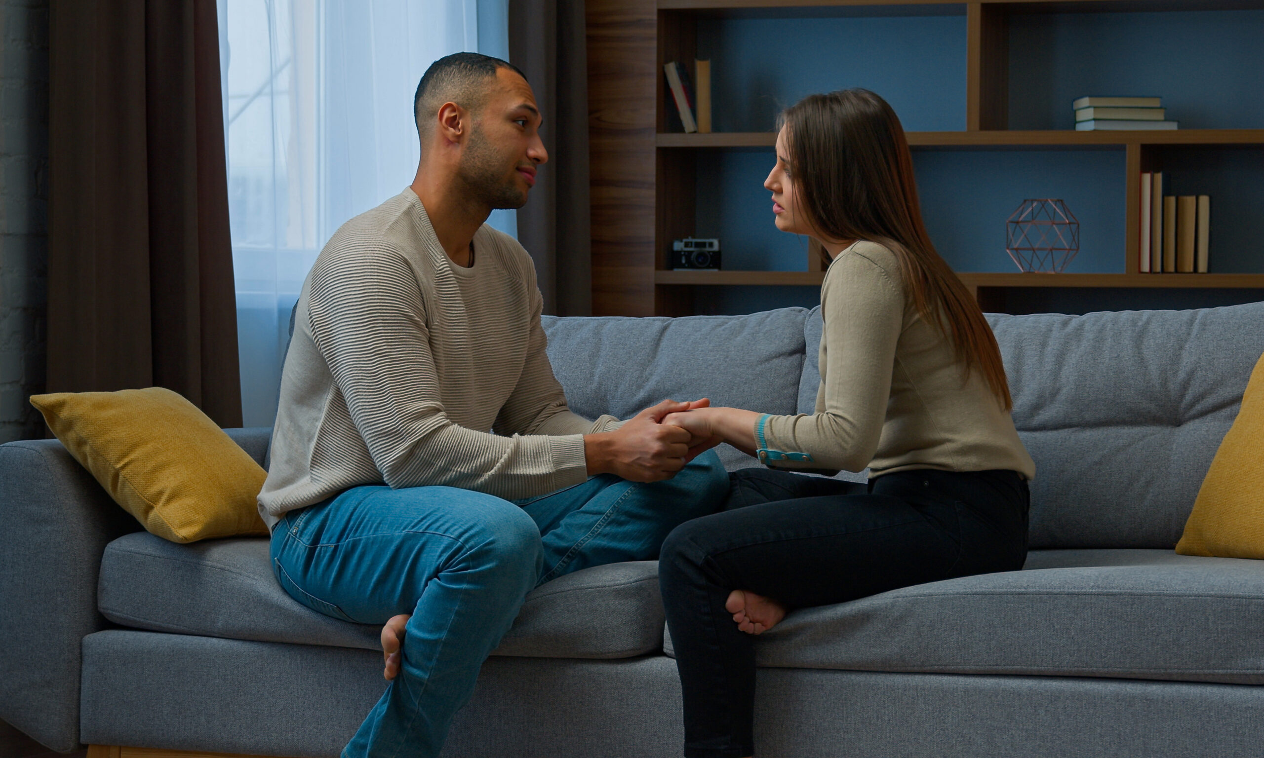 woman talking to husband about mental health issues